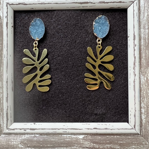 Gold Art Nouveau-Inspired Dangle Earrings - Trendy Retro Statement Earrings - Picture 16 of 16